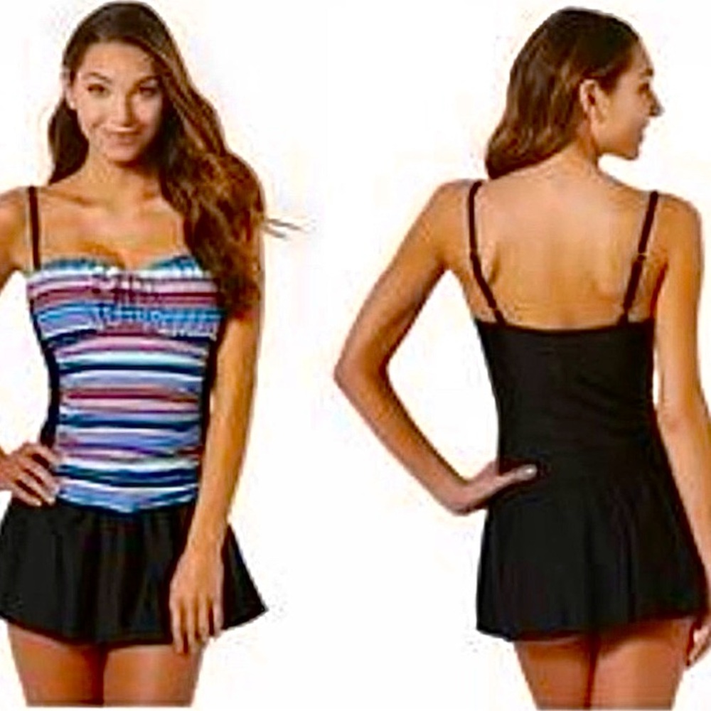 Tropical Escape Shirred Striped One Piece